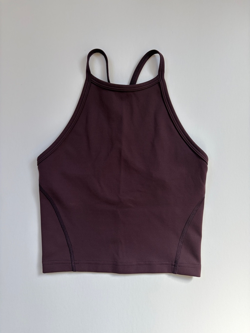 Lululemon Wunder Train High Neck Cross Back Athletic Crop Tank Top 2 XS Burgundy